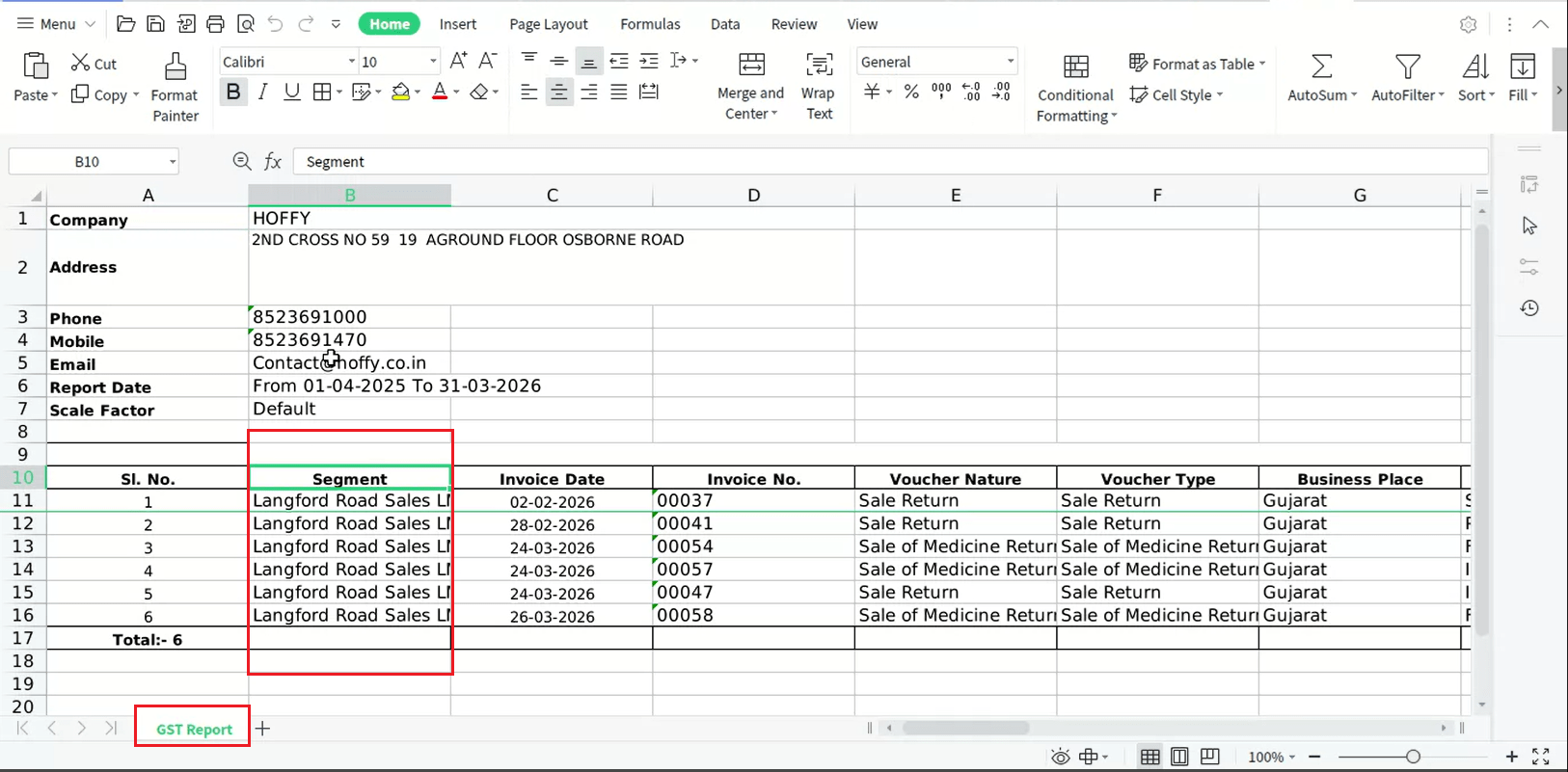 Segment data in export
