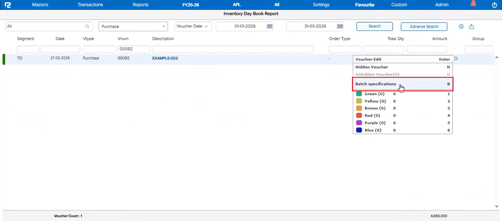 Blank batch spec data