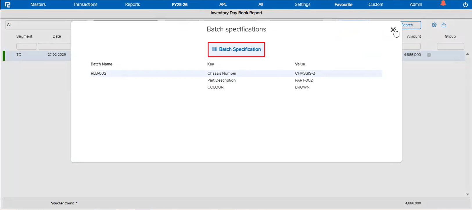 Batch spec data fixed
