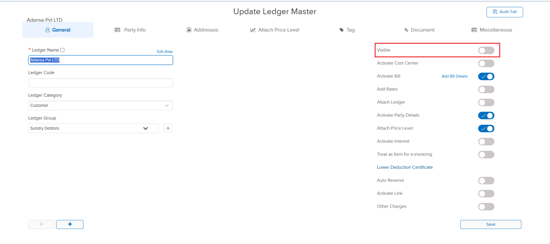Visible ledgers prioritized in search