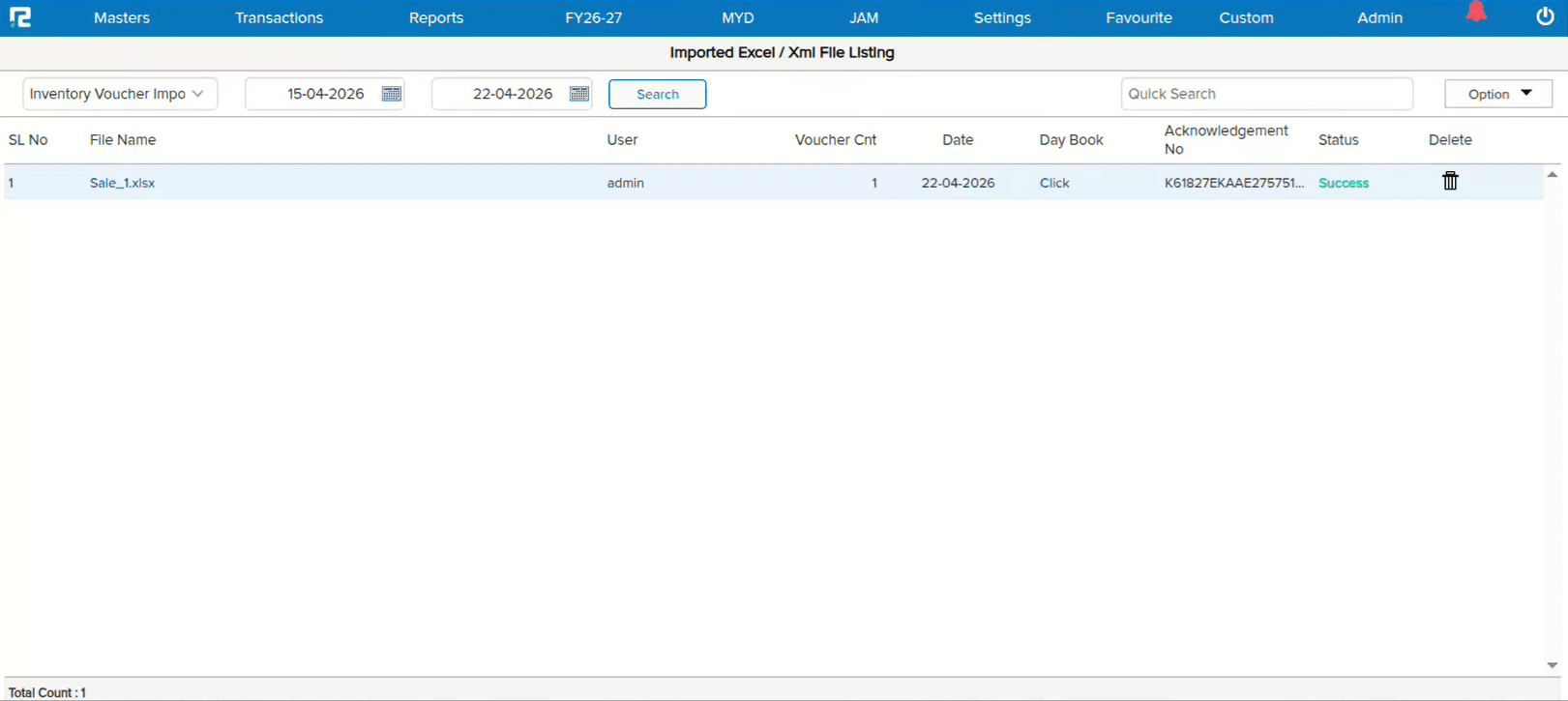Voucher count and click issue