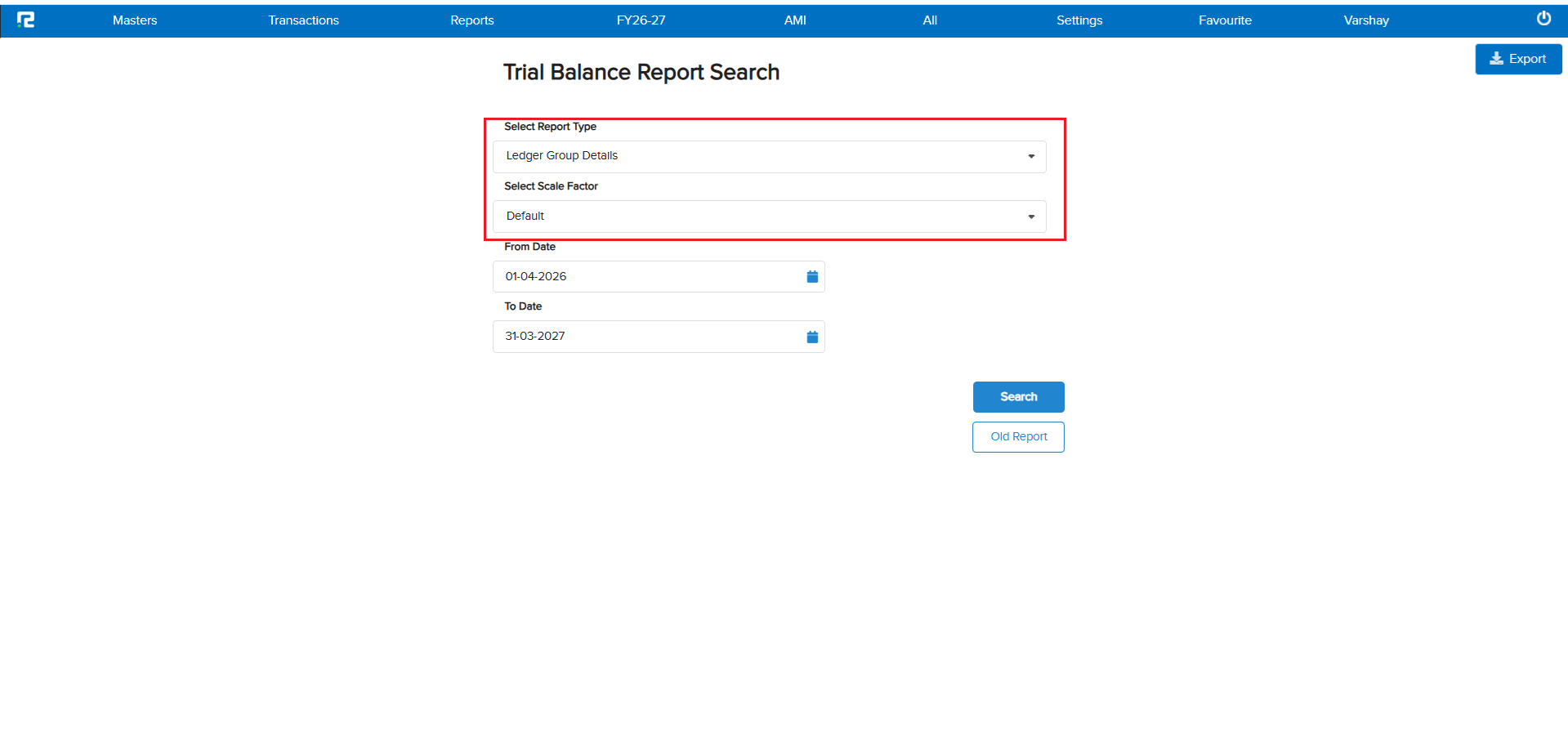 TB Ledger Group Details Scale Factor