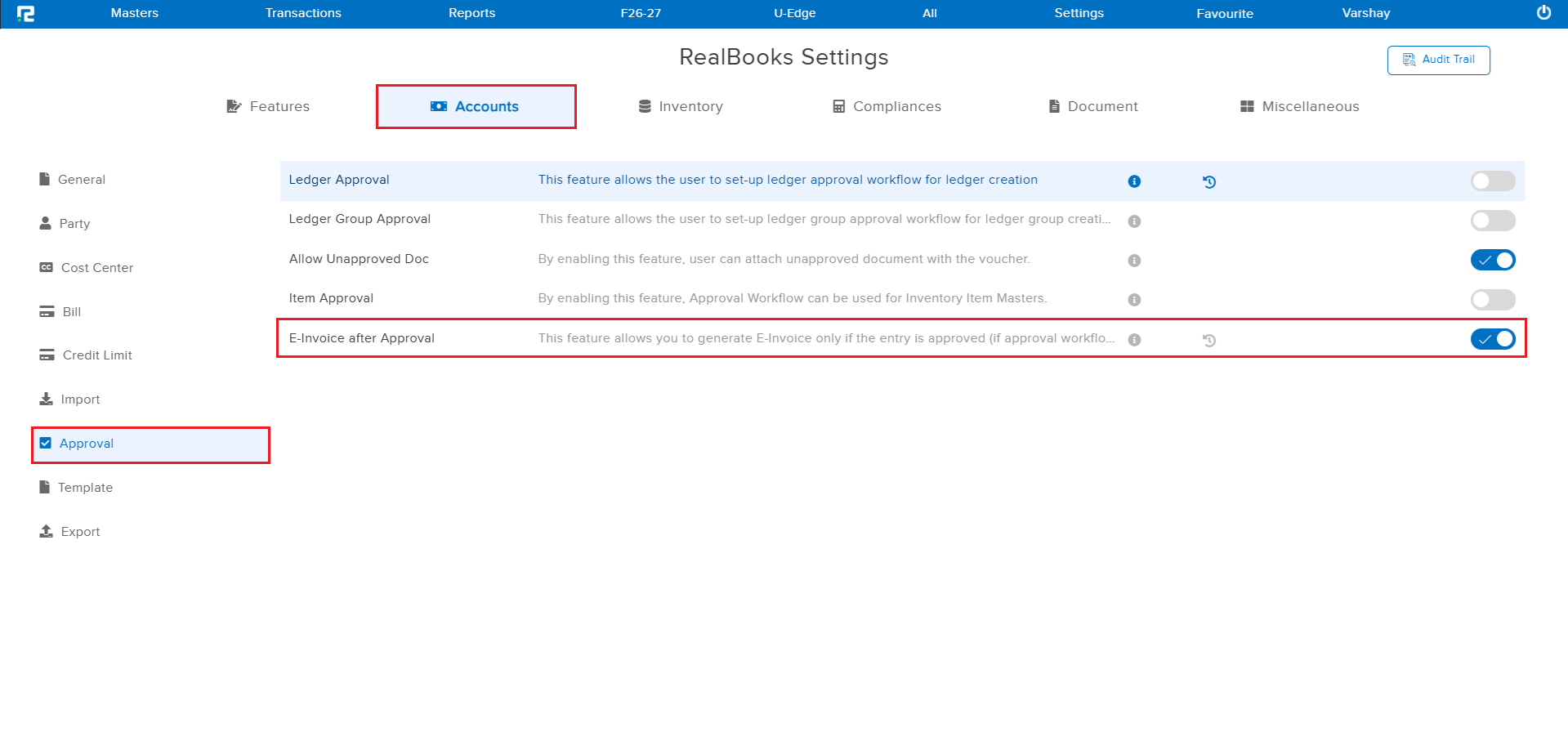 Approval Template new checkbox options