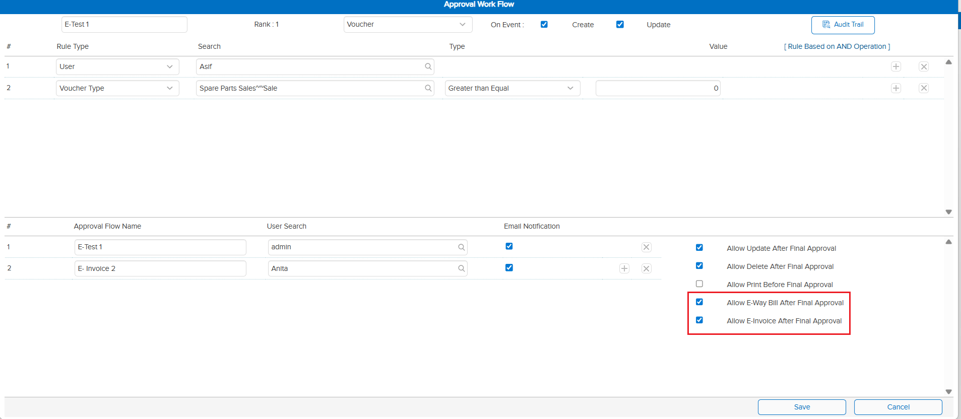 E-Invoice restricted before approval