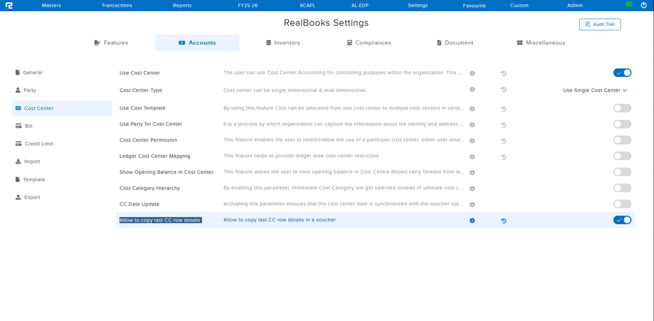 Cost Center split working correctly after fix