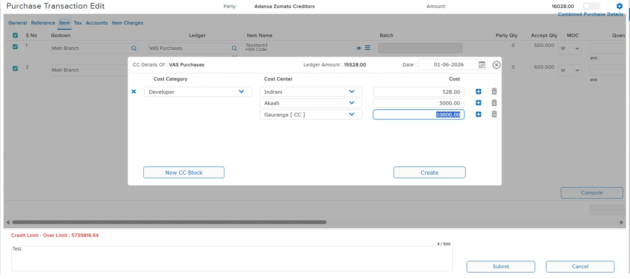 Cost Center removal working correctly after fix