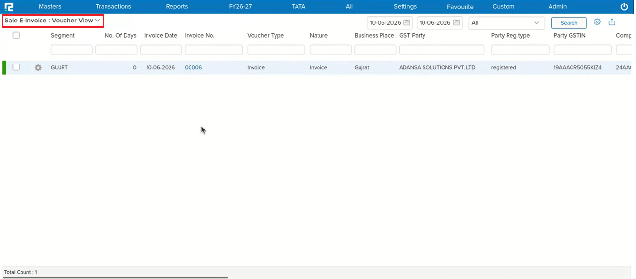 RCM B2B entry in Sales e-Invoice Report after fix