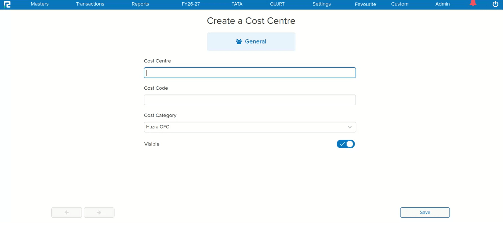 Cost Center focus navigation fix