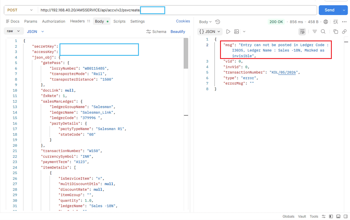 Duplicate ledger code issue