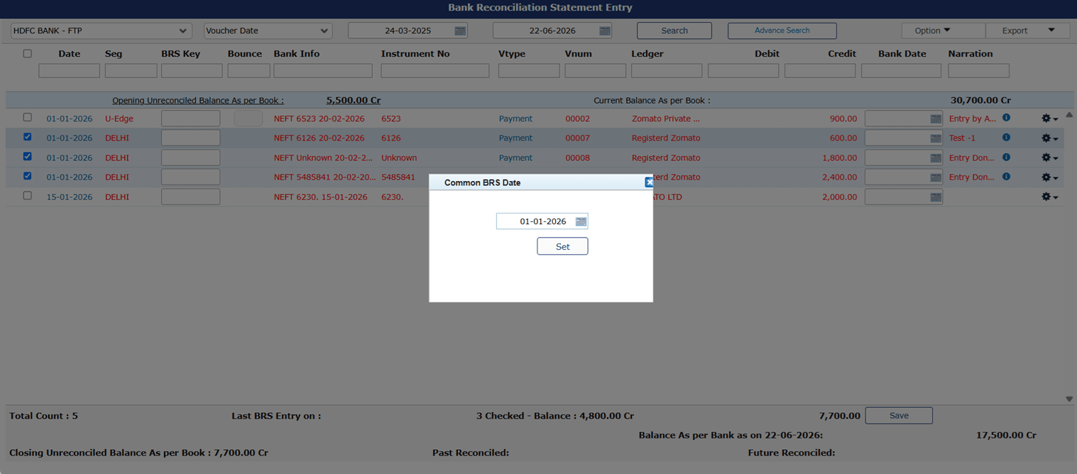 Bank Date filter applied correctly after fix