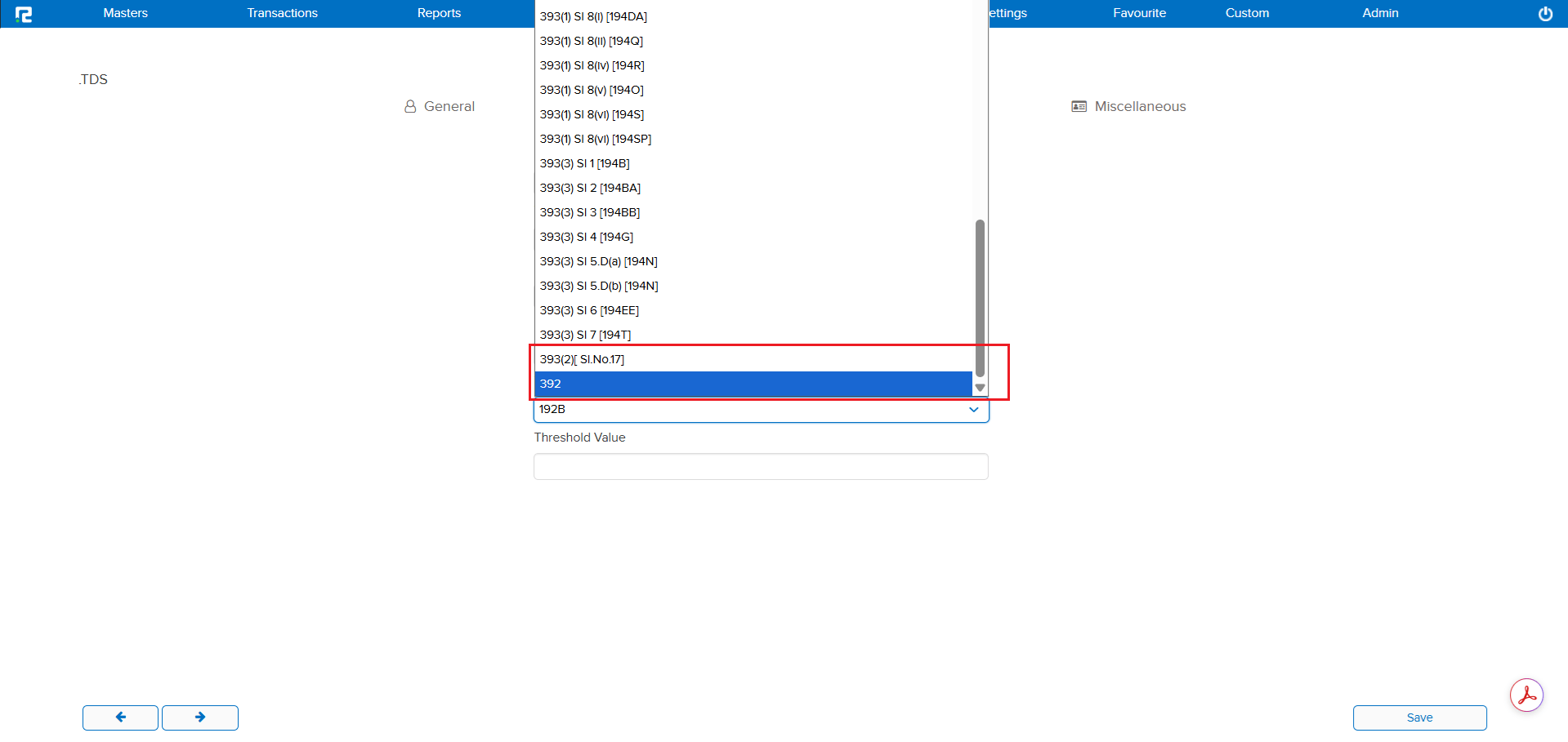 New TDS sections in Ledger Master