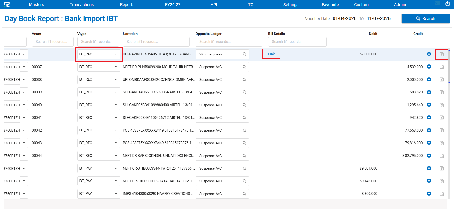Split allowed when only Bill or Link enabled