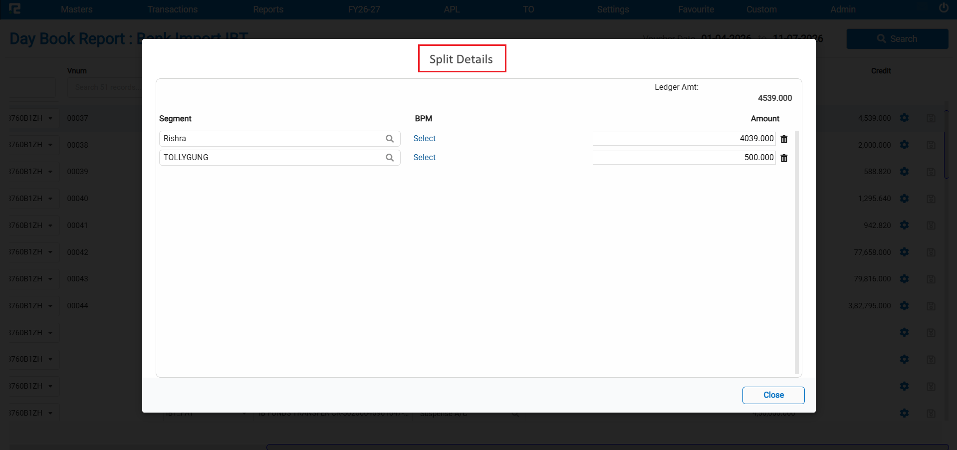 IBT Contra entry reflected correctly in Day Book