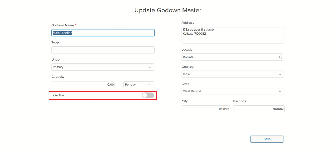 Inactive godown now visible in Godown Report