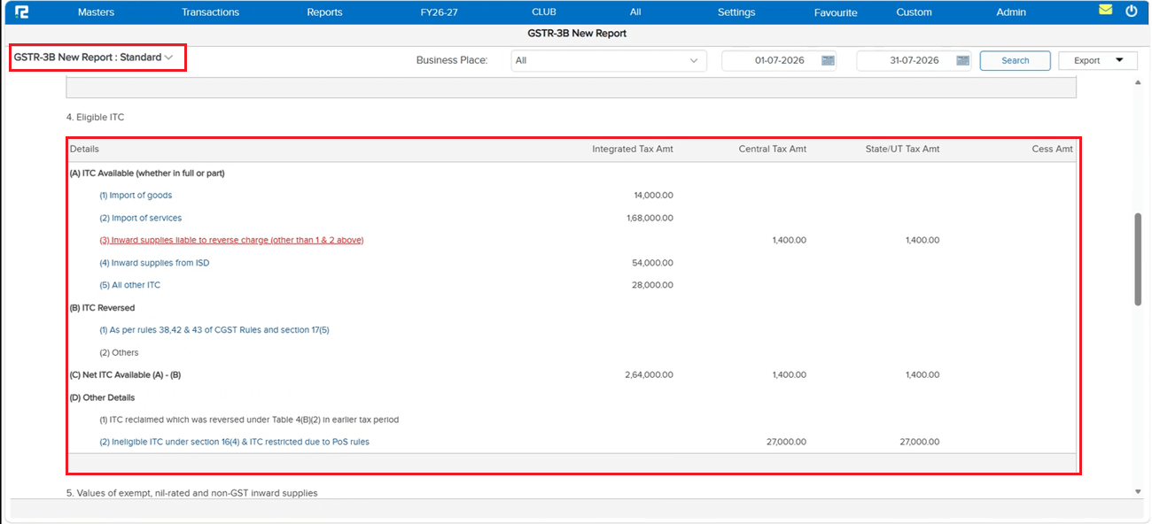 GSTR-3B new screen with optimized GSTR-2 part loading faster
