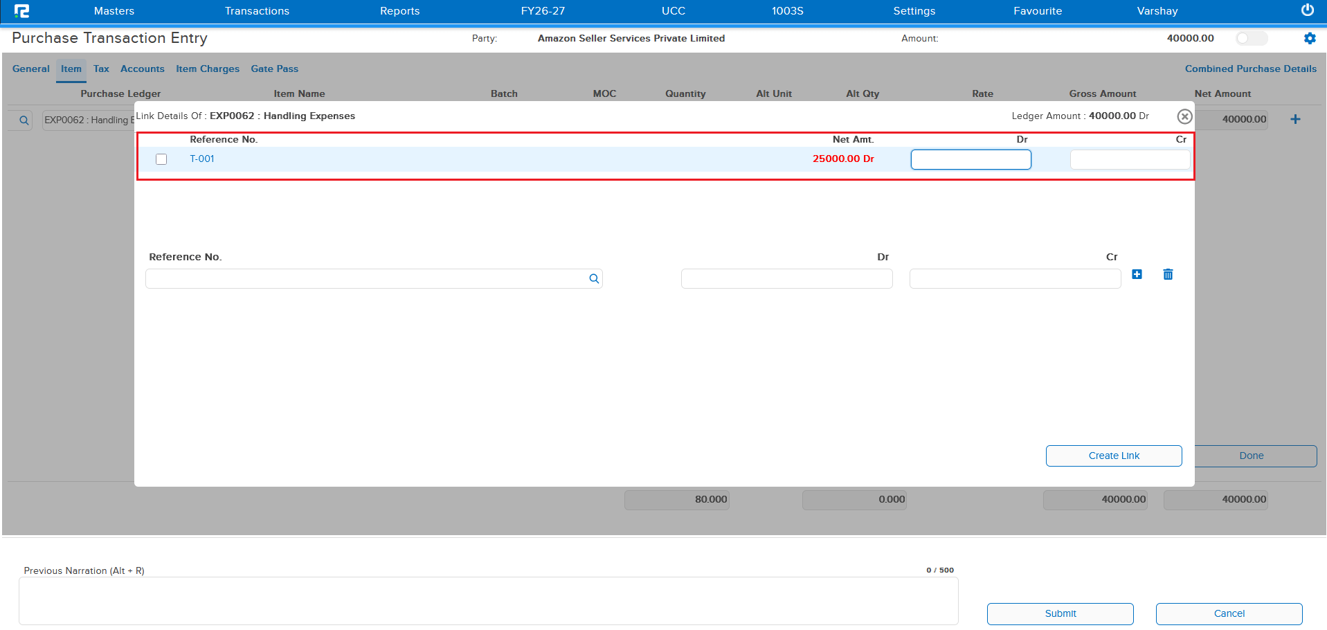 Link Details pop-up loading slowly for a ledger with many link references